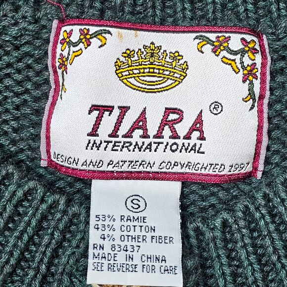 Vintage 1997 Tiara International Embroidered Sweater Cardigan Size S - Picture 10 of 16